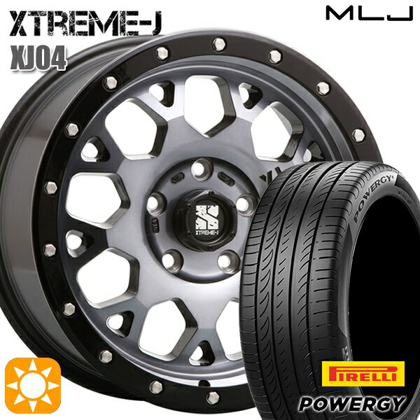 【取付対象】215/60R16 95H ピレリ パワジー MLJ エクストリームJ XJ04 グロスブラックマシーン/スモーククリア 16インチ 7.0J 5H114.3 サマータイヤホイールセット