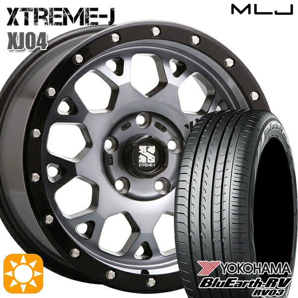 【取付対象】215/60R17 96H ヨコハマ ブルーアース RV03 MLJ エクストリームJ XJ04 グロスブラックマシーン/スモーククリア 17インチ 7.0J 5H114.3 サマータイヤホイールセット