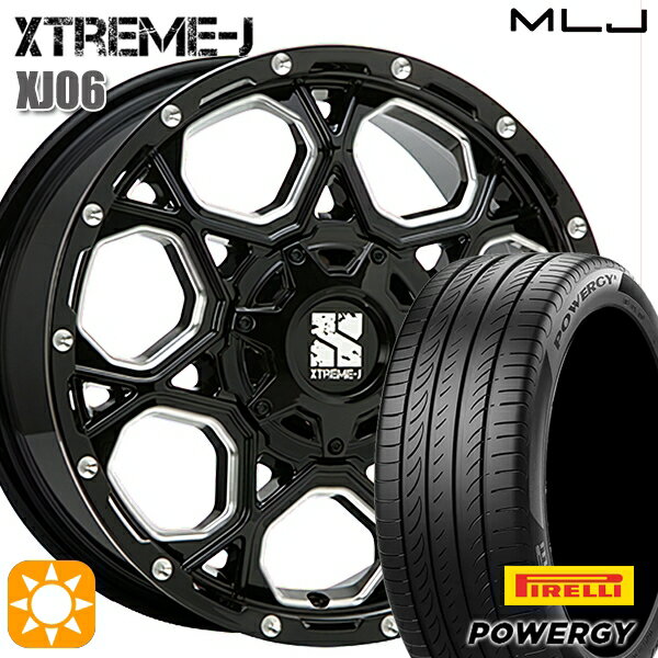 【取付対象】ヤリスクロス 205/65R16 95H ピレリ パワジー MLJ エクストリームJ XJ06 グロスブラックミルド 16インチ 7.0J 5H114.3 サマータイヤホイールセット
