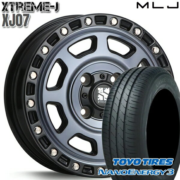 【取付対象】155/65R13 73S トーヨー ナノエナジー3 MLJ エクストリームJ XJ07 グロスブラック マシンインディゴ 13インチ 4.0J 4H100 サマータイヤホイールセット