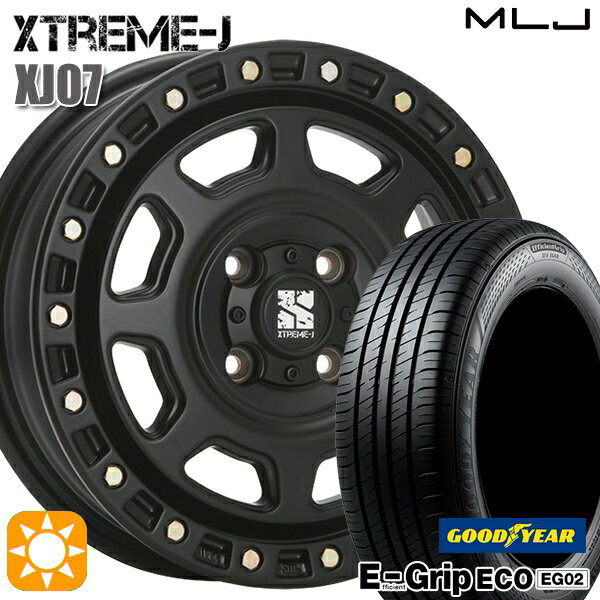 【取付対象】155/65R13 73S グッドイヤー エフィシェントグリップ エコ EG02 MLJ エクストリームJ XJ07 サテンブラック 13インチ 4.0J 4H100 サマータイヤホイールセット