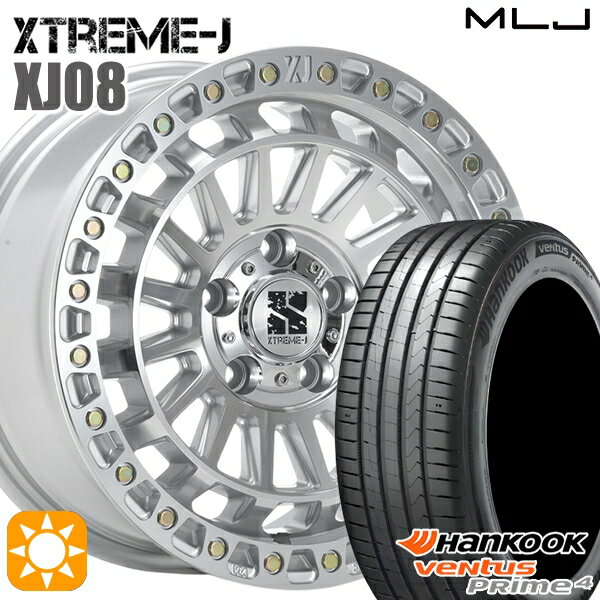 【取付対象】エクストレイル 225/60R17 99V ハンコック veNtus PRime4 K135A MLJ エクストリームJ XJ08 グロスマシンド 17インチ 7.5J 5H114.3+42 サマータイヤホイールセット