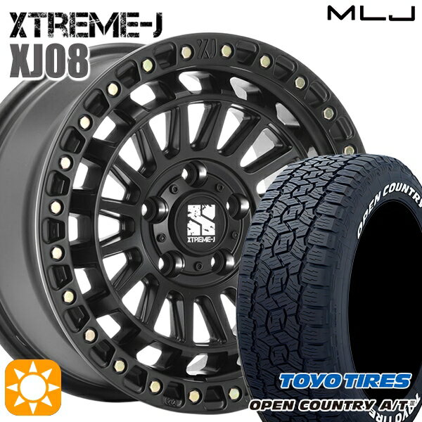 【取付対象】JEEPラングラー 285/70R17 116/113Q トーヨー オープンカントリーA/T3 ホワイトレター MLJ エクストリームJ XJ08 サテンブラック 17インチ 7.5J 5H127+40 サマータイヤホイールセット