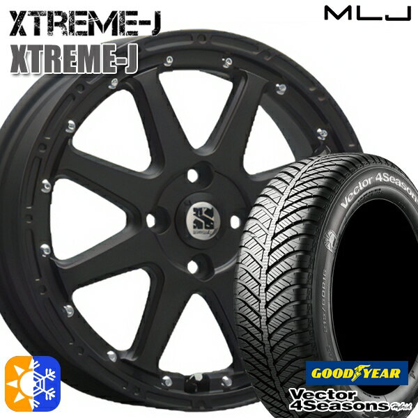 165/50R15 73H グッドイヤー ベクター フォーシーズンズ MLJ エクストリームJ 15インチ 4.5J 4H100 フラットブラック オールシーズンタイヤホイールセット