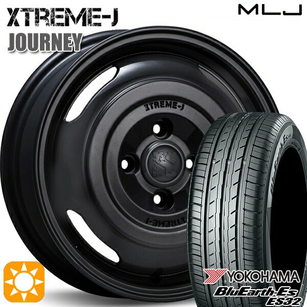 【取付対象】155/55R14 69V ヨコハマ ブルーアース ES32 MLJ エクストリームJ ジャーニー サテンブラック 14インチ 4.5J 4H100 サマータイヤホイールセット