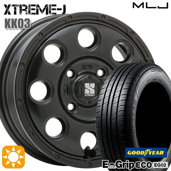 【取付対象】155/65R13 73S グッドイヤー エフィシェントグリップ エコ EG02 MLJ エクストリームJ KK03 サテンブラック 13インチ 4.0J 4H100 サマータイヤホイールセット