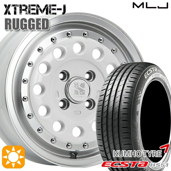 【取付対象】155/55R14 69V クムホ エクスタ HS51 MLJ エクストリームJ ラギッド ホワイトポリッシュ 14インチ 5.0J 4H100 サマータイヤホイールセット