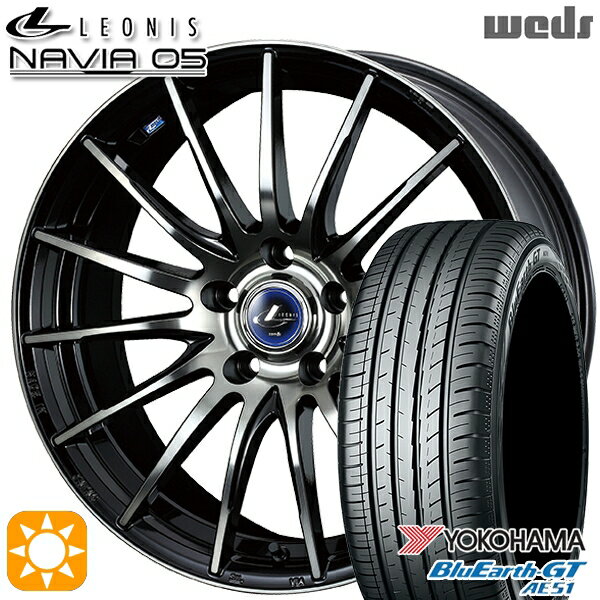 【取付対象】195/65R15 91H ヨコハマ ブルーアースGT AE51 Weds ウェッズ レオニス ナヴィア05 BPB (ブラック ミラーカット ブラッククリアー) 15インチ 6.0J 5H114.3 サマータイヤホイールセット