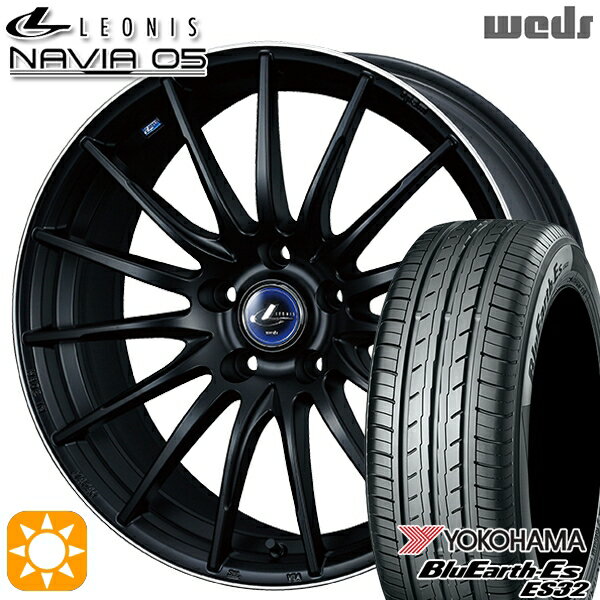【取付対象】215/50R17 95V XL ヨコハマ ブルーアース ES32 Weds ウェッズ レオニス ナヴィア05 MBP (マットブラック リムポリッシュ) 17インチ 7.0J 5H100 サマータイヤホイールセット