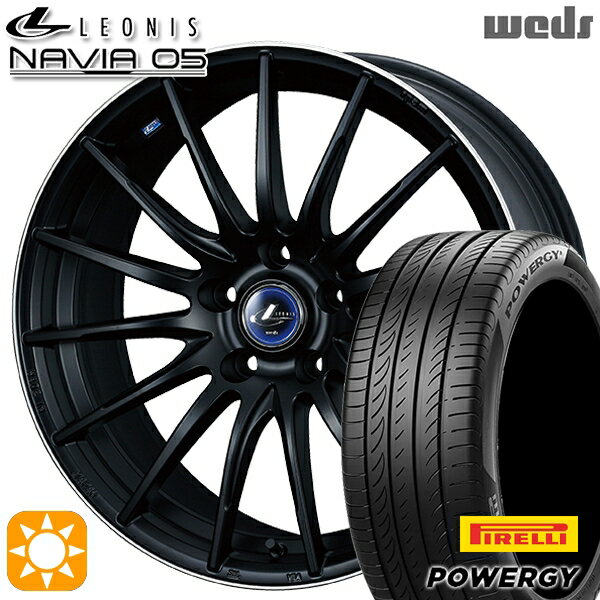 【取付対象】アイシス ノア 215/45R17 91W XL ピレリ パワジー Weds ウェッズ レオニス ナヴィア05 MBP (マットブラック リムポリッシュ) 17インチ 7.0J 5H114.3 サマータイヤホイールセット