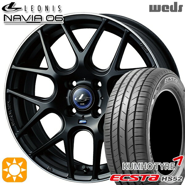 【取付対象】195/45R16 84V XL クムホ エクスタ HS52 Weds ウェッズ レオニス ナヴィア06 MBP (マットブラックリムポリッシュ) 16インチ 6.0J 4H100 サマータイヤホイールセット