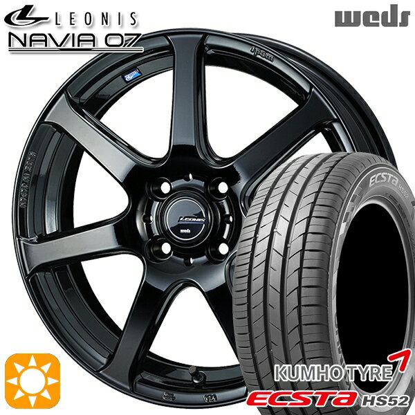 【取付対象】195/55R16 87V クムホ エクスタ HS52 Weds ウェッズ レオニス ナヴィア07 PBK (プレミアムブラック) 16インチ 6.0J 4H100 サマータイヤホイールセット
