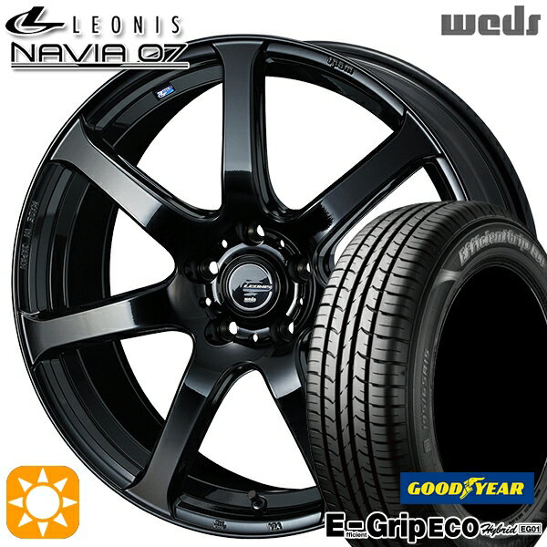 【取付対象】リーフ レヴォーグ 215/50R17 91V グッドイヤー エフィシェントグリップ エコ EG01 Weds ウェッズ レオニス ナヴィア07 PBK (プレミアムブラック) 17インチ 7.0J 5H114.3 サマータイヤホイールセット