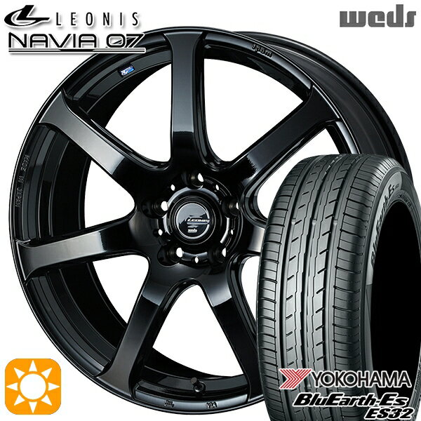 【取付対象】プリウス カローラツーリング 215/45R17 91V XL ヨコハマ ブルーアース ES32 Weds ウェッズ レオニス ナヴィア07 PBK (プレミアムブラック) 17インチ 7.0J 5H100 サマータイヤホイールセット