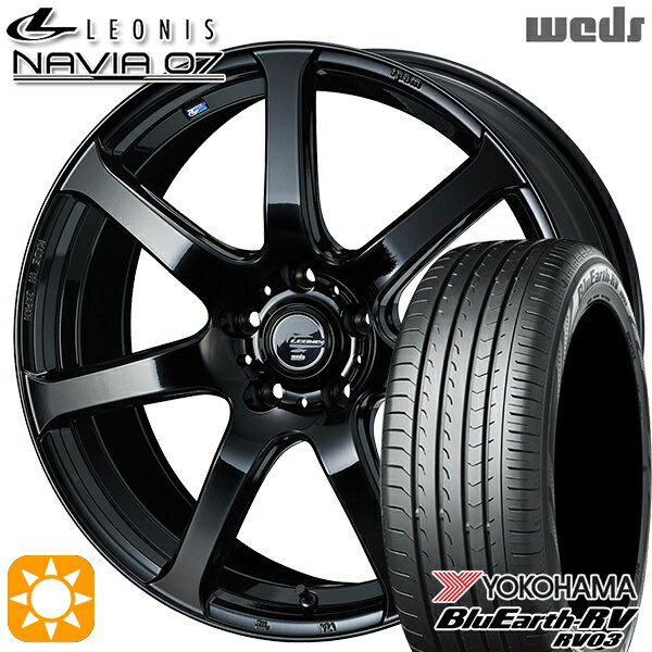 【取付対象】225/45R19 96W XL ヨコハマ ブルーアース RV03 Weds ウェッズ レオニス ナヴィア07 PBK (プレミアムブラック) 19インチ 8.0J 5H114.3 サマータイヤホイールセット
