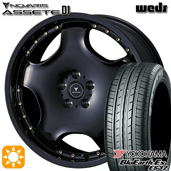 【取付対象】225/35R19 84W ヨコハマ ブルーアース ES32 ウェッズ ノヴァリス アセット D1 BK/GO 19インチ 8.0J 5H114.3 サマータイヤホイールセット