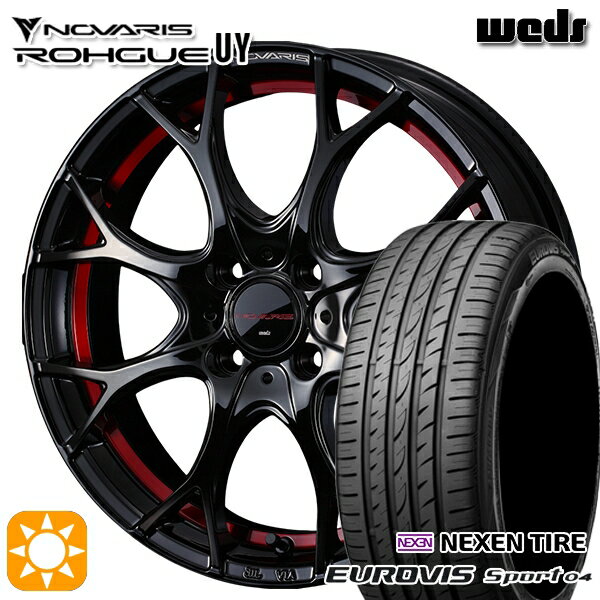 【取付対象】エブリィワゴン 165/60R14 75H ロードストーン ユーロビズ Sport 04 Weds ウェッズ ノヴァリス ローグ UY ピアノブラック/レッドライン 14インチ 4.5J 4H100 サマータイヤホイールセット