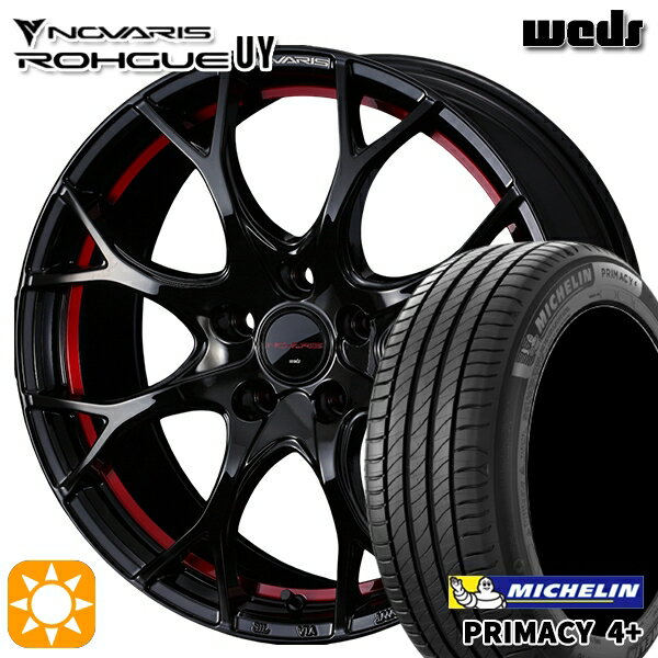 【取付対象】C-HR カローラクロス 215/60R17 96V ミシュラン プライマシー4プラス Weds ウェッズ ノヴァリス ローグ UY ピアノブラック/レッドライン 17インチ 7.0J 5H114.3 サマータイヤホイールセット