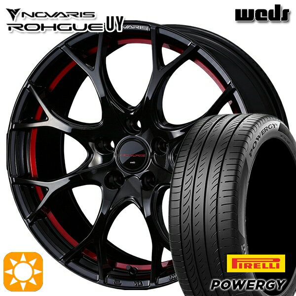 【取付対象】215/45R17 91W XL ピレリ パワジー Weds ウェッズ ノヴァリス ローグ UY ピアノブラック/レッドライン 17インチ 7.0J 5H114.3 サマータイヤホイールセット
