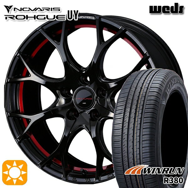 【取付対象】マツダ6 エクストレイル 225/60R18 104V XL ウィンラン R380 Weds ウェッズ ノヴァリス ローグ UY ピアノブラック/レッドライン 18インチ 7.0J 5H114.3 サマータイヤホイールセット