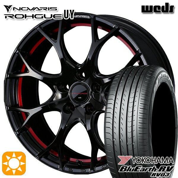【取付対象】215/45R17 91W XL ヨコハマ ブルーアース RV03 Weds ウェッズ ノヴァリス ローグ UY ピアノブラック/レッドライン 17インチ 7.0J 5H114.3 サマータイヤホイールセット