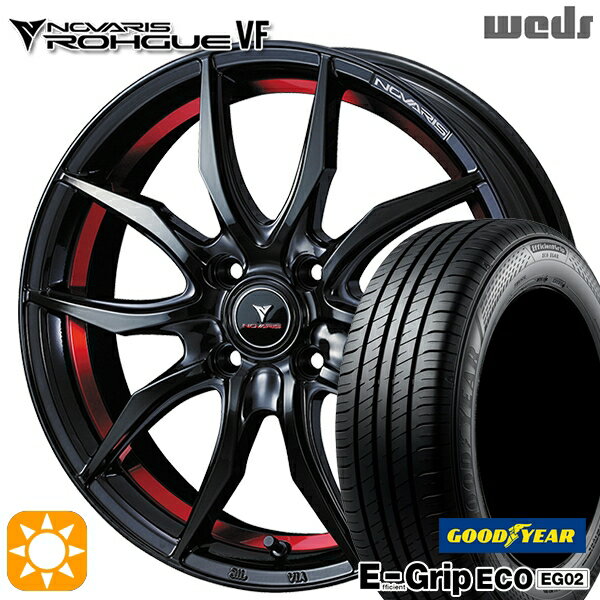 【取付対象】165/50R16 75V グッドイヤー エフィシェントグリップ EG02 Weds ウェッズ ノヴァリス ローグ VF ピアノブラック/レッドライン 16インチ 5.0J 4H100 サマータイヤホイールセット