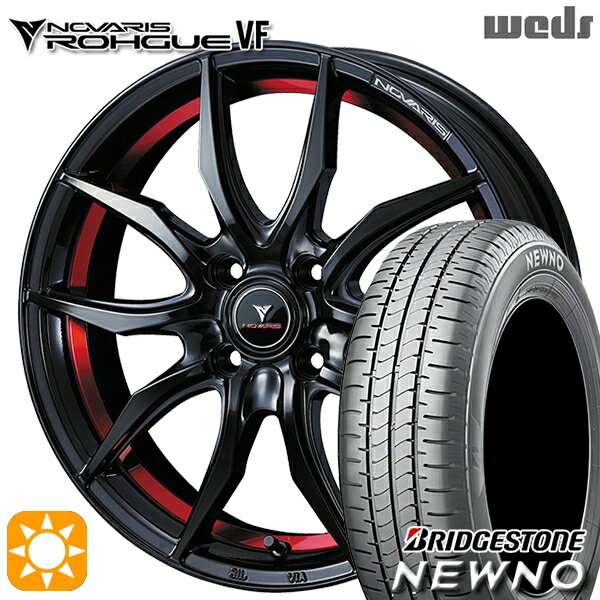 【取付対象】195/55R16 87V ブリヂストン ニューノ Weds ウェッズ ノヴァリス ローグ VF ピアノブラック/レッドライン 16インチ 6.0J 4H100 サマータイヤホイールセット