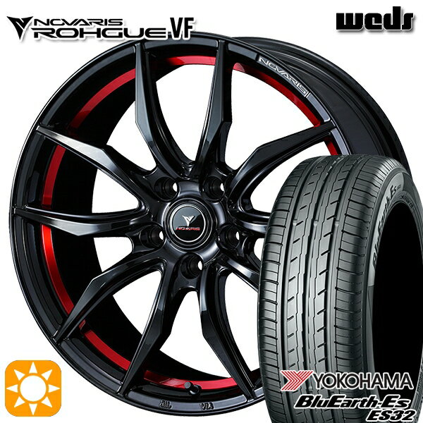 【取付対象】225/45R18 95W XL ヨコハマ ブルーアース ES32 Weds ウェッズ ノヴァリス ローグ VF ピアノブラック/レッドライン 18インチ 7.0J 5H114.3 サマータイヤホイールセット