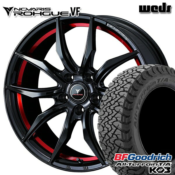 【取付対象】225/65R17 107/103S RBL BFグッドリッチ オールテレーン T/A KO3 Weds ウェッズ ノヴァリス ローグ VF ピアノブラック/レッドライン 17インチ 7.0J 5H114.3 サマータイヤホイールセット