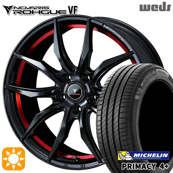 【取付対象】アイシス ノア 215/45R17 91W XL ミシュラン プライマシー4プラス Weds ウェッズ ノヴァリス ローグ VF ピアノブラック/レッドライン 17インチ 7.0J 5H114.3 サマータイヤホイールセット