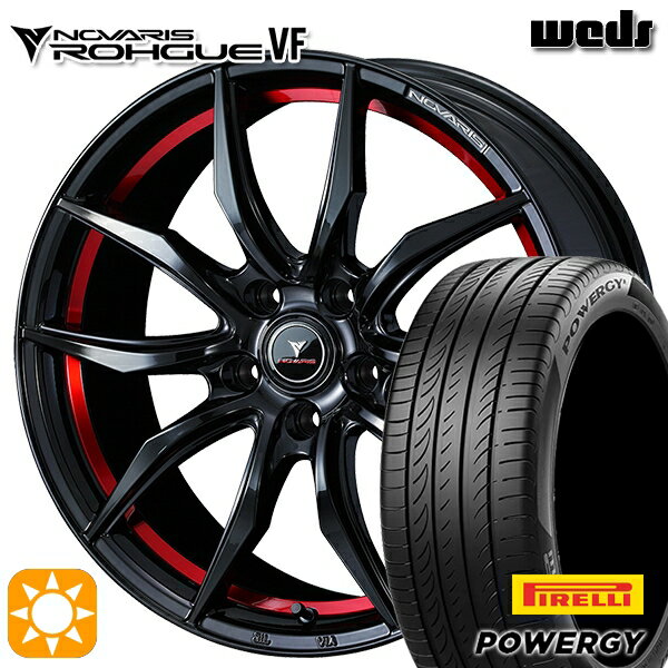 【取付対象】215/45R18 93W XL ピレリ パワジー Weds ウェッズ ノヴァリス ローグ VF ピアノブラック/レッドライン 18インチ 7.0J 5H114.3 サマータイヤホイールセット