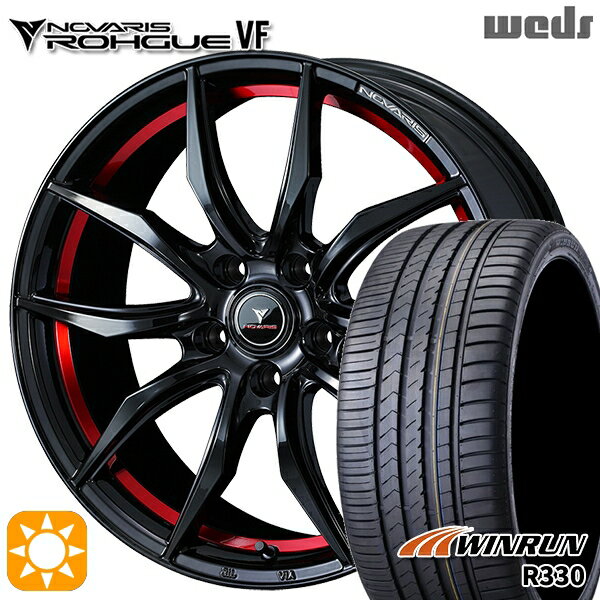 【取付対象】215/40R18 89W XL ウィンラン R330 Weds ウェッズ ノヴァリス ローグ VF ピアノブラック/レッドライン 18インチ 7.0J 5H114.3 サマータイヤホイールセット