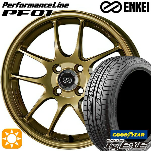 【取付対象】215/40R18 89W XL グッドイヤー イーグル LSEXE ENKEI エンケイ パフォーマンスライン PF01 ゴールド 18インチ 7.0J 5H114.3 サマータイヤホイールセット