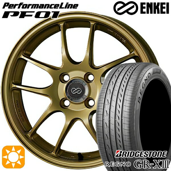 【取付対象】カムリ ヴェゼル 215/55R17 94V ブリヂストン レグノ GR-X3 ENKEI エンケイ パフォーマンスライン PF01 ゴールド 17インチ 7.0J 5H114.3 サマータイヤホイールセット