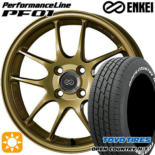 【取付対象】デリカD5 アウトランダー 225/55R18 98H トーヨー オープンカントリー H/T2 WL ENKEI エンケイ パフォーマンスライン PF01 ゴールド 18インチ 7.0J 5H114.3 サマータイヤホイールセット