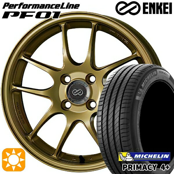 【取付対象】アイシス ノア 215/45R17 91W XL ミシュラン プライマシー4プラス ENKEI エンケイ パフォーマンスライン PF01 ゴールド 17インチ 7.5J 5H114.3 サマータイヤホイールセット