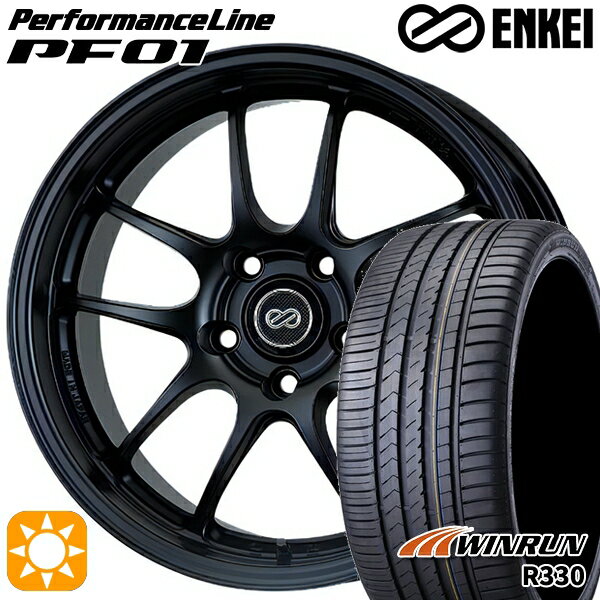 【取付対象】215/40R18 89W XL ウィンラン R330 ENKEI エンケイ パフォーマンスライン PF01 マットブラック 18インチ 7.5J 5H114.3 サマータイヤホイールセット