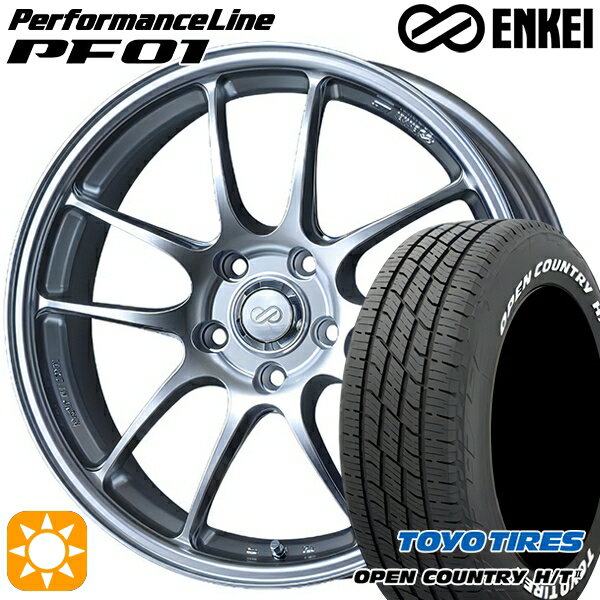 【取付対象】デリカD5 アウトランダー 225/55R18 98H トーヨー オープンカントリー H/T2 WL ENKEI エンケイ パフォーマンスライン PF01 スパークルシルバー 18インチ 7.5J 5H114.3 サマータイヤホイールセット