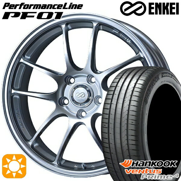 【取付対象】215/45R17 91W XL ハンコック veNtus PRime4 K135 ENKEI エンケイ パフォーマンスライン PF01 スパークルシルバー 17インチ 7.5J 5H100 サマータイヤホイールセット