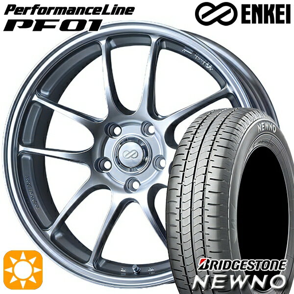 【取付対象】215/45R17 91W XL ブリヂストン ニューノ ENKEI エンケイ パフォーマンスライン PF01 スパークルシルバー 17インチ 7.0J 5H100 サマータイヤホイールセット