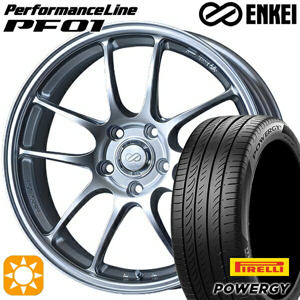 【取付対象】リーフ レヴォーグ 215/50R17 95W XL ピレリ パワジー ENKEI エンケイ パフォーマンスライン PF01 スパークルシルバー 17インチ 7.0J 5H114.3 サマータイヤホイールセット