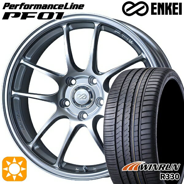 【取付対象】レガシィB4 エクシーガ 215/50R17 95W XL ウィンラン R330 ENKEI エンケイ パフォーマンスライン PF01 スパークルシルバー 17インチ 7.0J 5H100 サマータイヤホイールセット