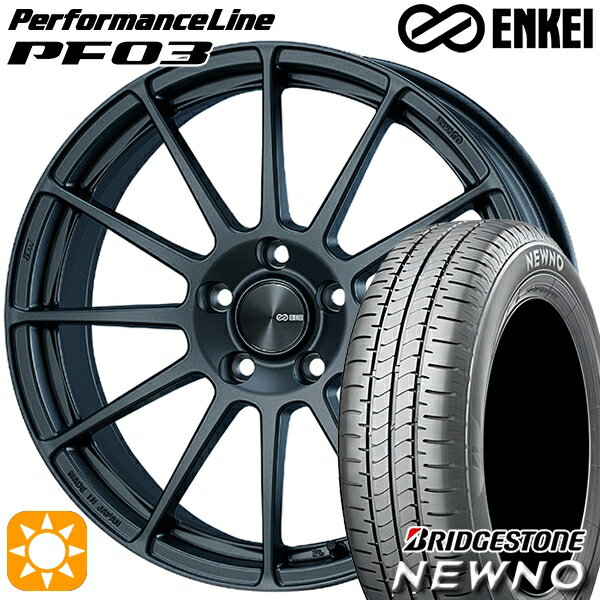 【取付対象】225/60R17 99H ブリヂストン ニューノ ENKEI エンケイ パフォーマンスライン PF03 マットダークガンメタリック 17インチ 7.0J 5H114.3 サマータイヤホイールセット