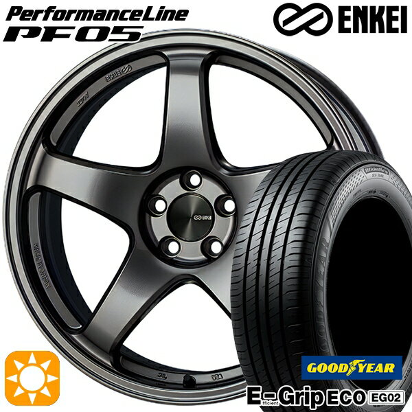 【取付対象】165/50R16 75V グッドイヤー エフィシェントグリップ EG02 ENKEI エンケイ パフォーマンスライン PF05 ダークシルバー 16インチ 5.5J 4H100 サマータイヤホイールセット