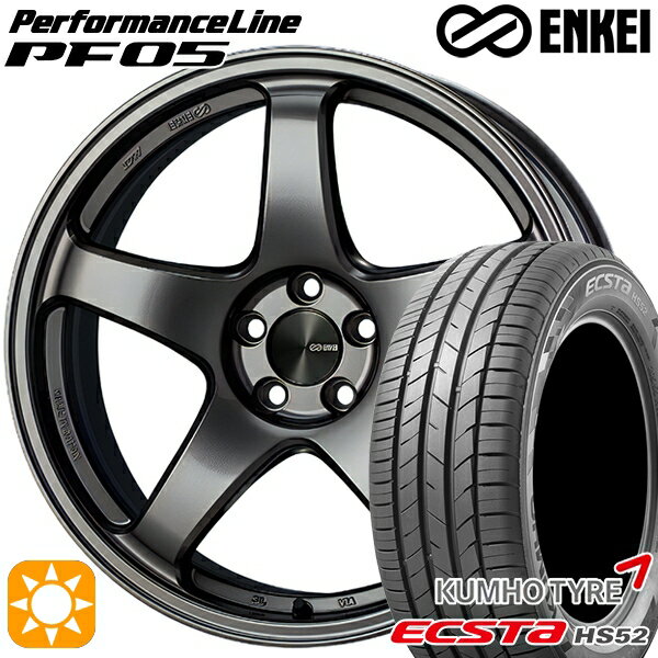 【取付対象】195/45R16 84V XL クムホ エクスタ HS52 ENKEI エンケイ パフォーマンスライン PF05 ダークシルバー 16インチ 6.5J 4H100 サマータイヤホイールセット