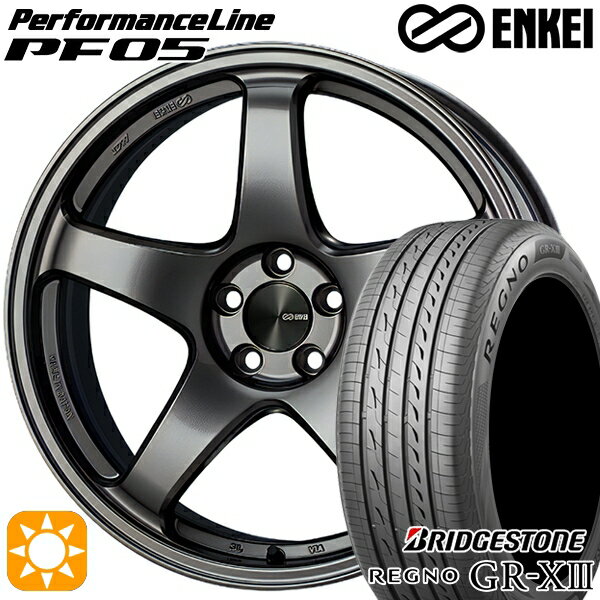 【取付対象】リーフ レヴォーグ 215/50R17 95V XL ブリヂストン レグノ GR-X3 ENKEI エンケイ パフォーマンスライン PF05 ダークシルバー 17インチ 7.0J 5H114.3 サマータイヤホイールセット