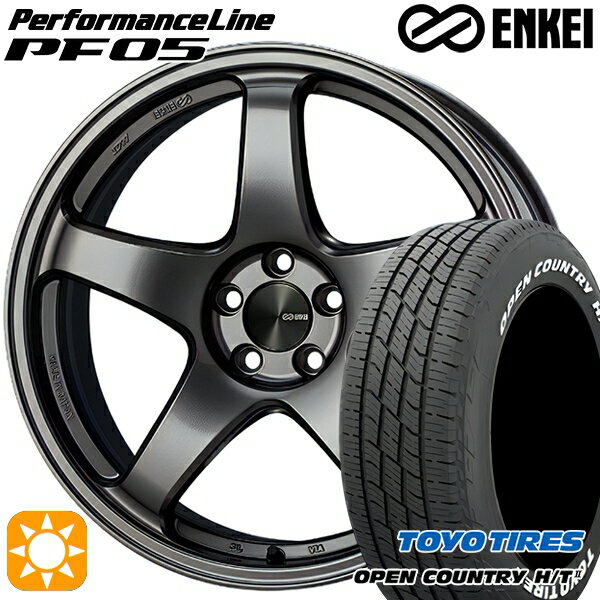 【取付対象】デリカD5 アウトランダー 225/55R18 98H トーヨー オープンカントリー H/T2 WL ENKEI エンケイ パフォーマンスライン PF05 ダークシルバー 18インチ 8.0J 5H114.3 サマータイヤホイールセット