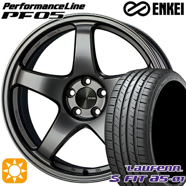 【取付対象】リーフ レヴォーグ 215/50R17 91W ラウフェン S FIT aS-01 LH02 ENKEI エンケイ パフォーマンスライン PF05 ダークシルバー 17インチ 7.0J 5H114.3 サマータイヤホイールセット