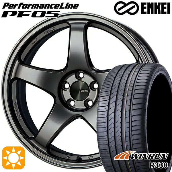 【取付対象】215/40R18 89W XL ウィンラン R330 ENKEI エンケイ パフォーマンスライン PF05 ダークシルバー 18インチ 7.5J 5H100 サマータイヤホイールセット