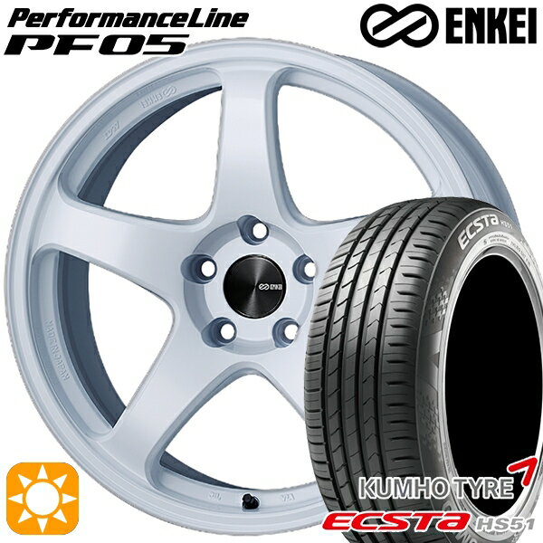 【取付対象】195/40R17 81W XL クムホ エクスタ HS51 ENKEI エンケイ パフォーマンスライン PF05 ホワイト 17インチ 7.0J 4H100 サマータイヤホイールセット